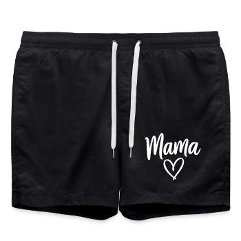 Mama Heart Script Logo - Badeshorts - Schwarz - Vorne - AI Model Male 185 light (185cm)