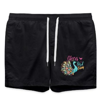 Santé oiseau Bam Carreaux de Mahjong Drôles - Short de bain - noir - Devant - AI Model Male 185 light (185cm)