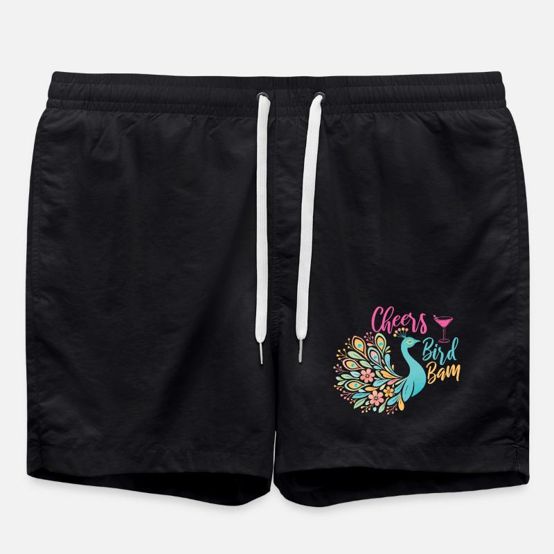 Cheers Bird Bam Mahjong Tiles Funny - Swim Trunks - black