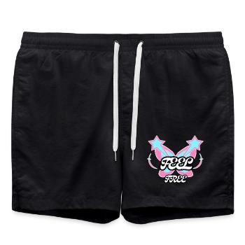 Feel Free Butterfly Emblem - Swim Trunks - black - Front - AI Model Male 185 light (185cm)