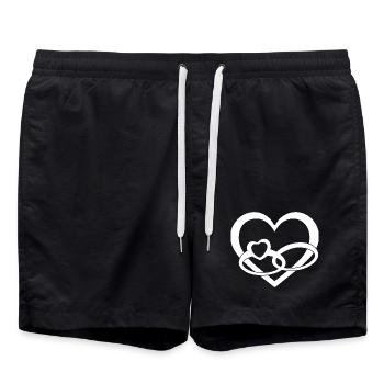 Cœur blanc et alliances - Amour et plaisir - Short de bain - noir - Devant - AI Model Male 185 light (185cm)