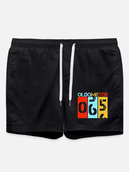 Oldometer 65th Birthday Retro Speedometer Art - Swim Trunks - black
