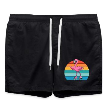 Flamant rose rétro exotique avec lunettes de soleil - Short de bain - noir - Devant - AI Model Male 185 light (185cm)