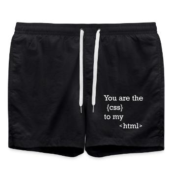 Funny programmer motif for web developers - Swim Trunks - black - Front - AI Model Male 185 light (185cm)