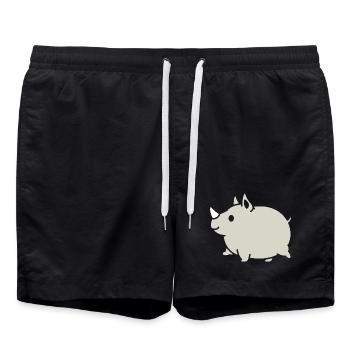 Rhino Cute Cartoon Silhouette - Swim Trunks - black - Front - AI Model Male 185 light (185cm)