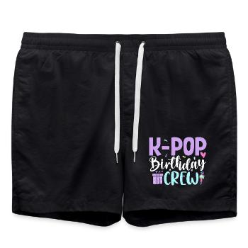 K Pop Birthday Crew - Badeshorts - Schwarz - Vorne - AI Model Male 185 light (185cm)