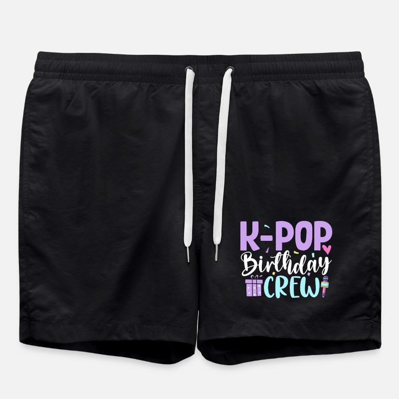 K Pop Birthday Crew - Swim Trunks - black