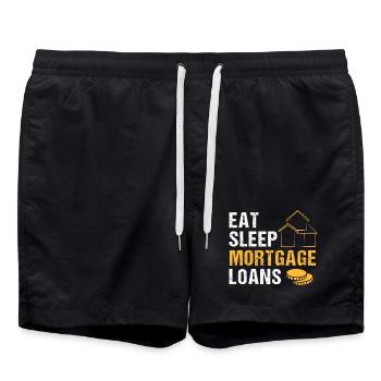 Eigentumswohnung Schulden Hypothek - Badeshorts - Schwarz - Vorne - AI Model Male 185 light (185cm)