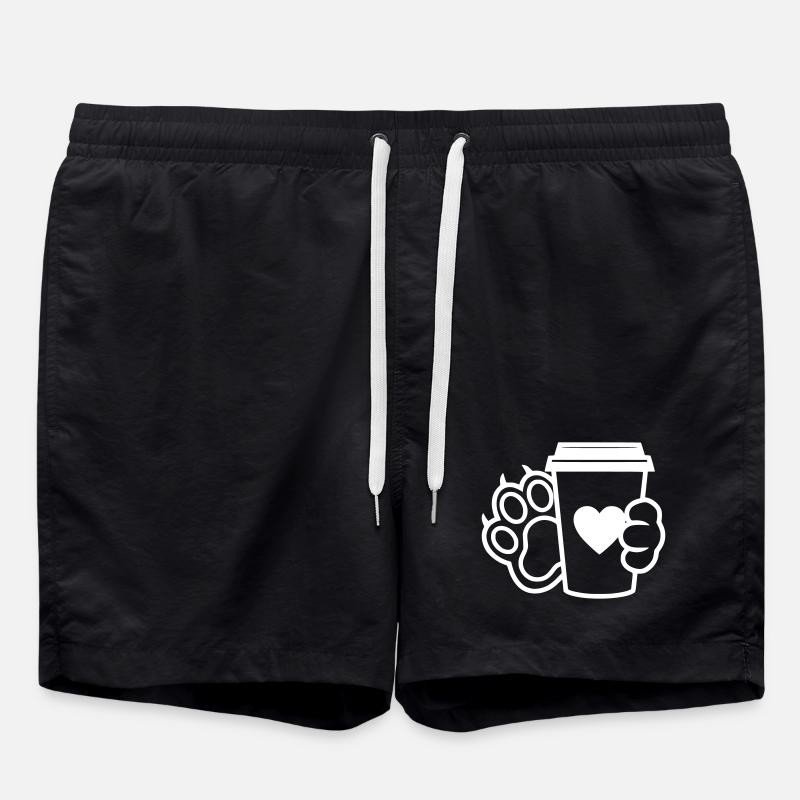 Paw Coffee Cup Outline - Swim Trunks - black