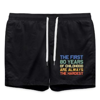 Les 80 premières années d’enfance sont difficiles - Short de bain - noir - Devant - AI Model Male 185 light (185cm)