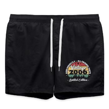 Original 2006 Vintage Vintage Anniversaire Rétro - Short de bain - noir - Devant - AI Model Male 185 light (185cm)