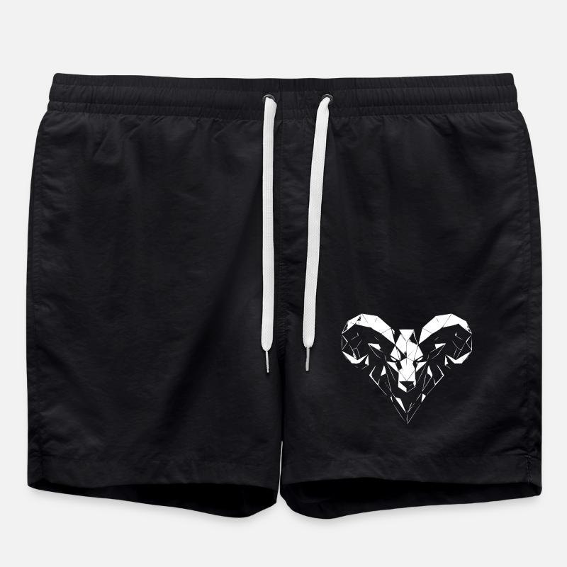 Geometrischer Widder Polygon Design - Badeshorts - Schwarz