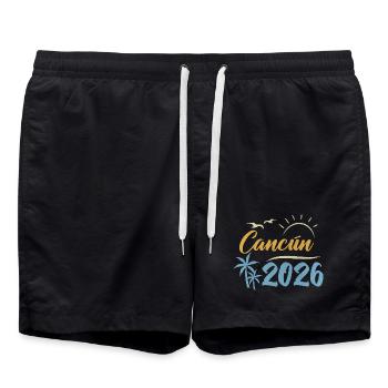 Cancun 2026 - Badeshorts - Schwarz - Vorne - AI Model Male 185 light (185cm)