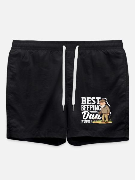 Best Beeping Dad Detectorist Saying - Swim Trunks - black