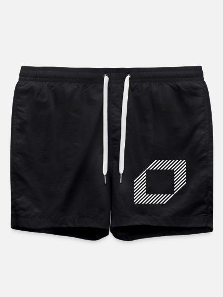 Geometric Square out of lines - Swim Trunks - black