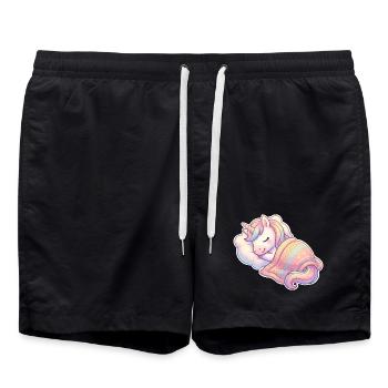 Einhorn Schlafen - Badeshorts - Schwarz - Vorne - AI Model Male 185 light (185cm)