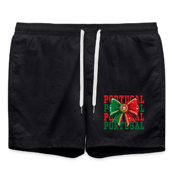 Nœud Drapeau Portugal | Style Coquette Portugais - Short de bain - noir - Devant - AI Model Male 185 light (185cm)