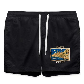 Malta Valletta Vintage Reisemarke - Badeshorts - Schwarz - Vorne - AI Model Male 185 light (185cm)
