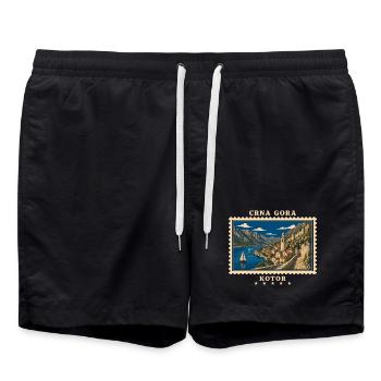 Montenegro Kotor Vintage Reisemarke - Badeshorts - Schwarz - Vorne - AI Model Male 185 light (185cm)