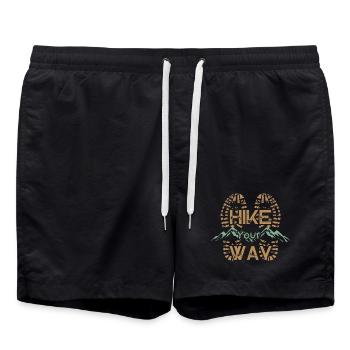 Hike Your Way Wandern Berge Outdoor Geschenk - Badeshorts - Schwarz - Vorne - AI Model Male 185 light (185cm)