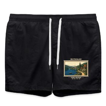 Deutschland Titisee-Neustadt Vintage Reisemarke - Badeshorts - Schwarz - Vorne - AI Model Male 185 light (185cm)