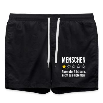 Menschen 1 Stern Absoluter Albtraum Spruch - Badeshorts - Schwarz - Vorne - AI Model Male 185 light (185cm)