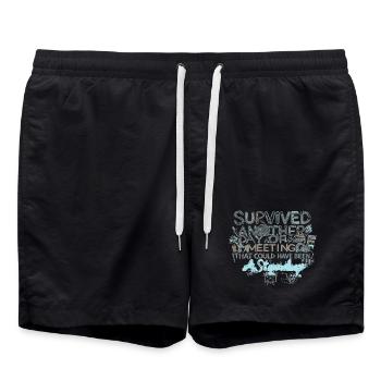 Überlebt: Ein weiterer Meeting-Tag - Badeshorts - Schwarz - Vorne - AI Model Male 185 light (185cm)