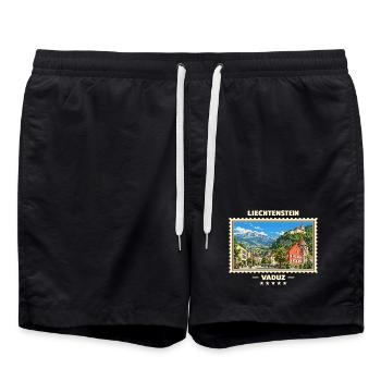 Liechtenstein Vaduz Vintage Reisemarke - Badeshorts - Schwarz - Vorne - AI Model Male 185 light (185cm)