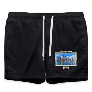Vereinigte Staaten Boston Vintage Reisemarke - Badeshorts - Schwarz - Vorne - AI Model Male 185 light (185cm)