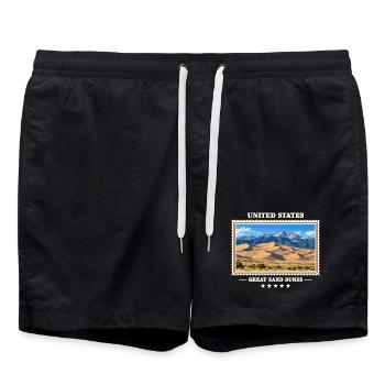 Vereinigte Staaten Great Sand Dunes Vintage Reisem - Badeshorts - Schwarz - Vorne - AI Model Male 185 light (185cm)