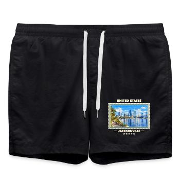 Vereinigte Staaten Jacksonville Vintage Reisemarke - Badeshorts - Schwarz - Vorne - AI Model Male 185 light (185cm)