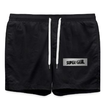 Super Geil 3D Font - Swim Trunks - black - Front - AI Model Male 185 light (185cm)