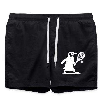 Penguin Tennis Tennis Player Silhouette minimalist - Swim Trunks - black - Front - AI Model Male 185 light (185cm)