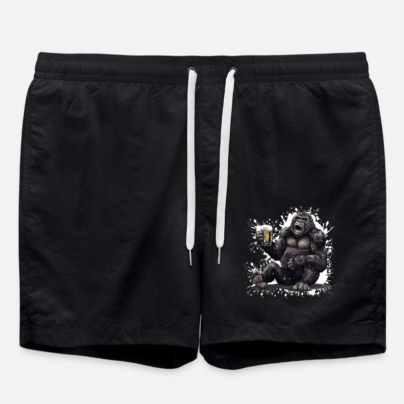 Gorilla Beer Funny - Swim Trunks - black