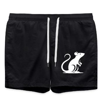 Minimalistische Ratte Maus Silhouette - Badeshorts - Schwarz - Vorne - AI Model Male 185 light (185cm)