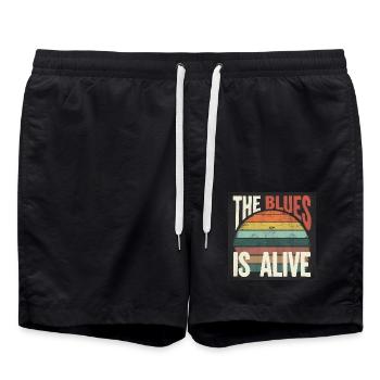 Der Blues lebt vintage Bluesdesign - Badeshorts - Schwarz - Vorne - AI Model Male 185 light (185cm)