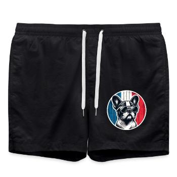 Bouledogue français Frenchie avec lunettes de soleil - Short de bain - noir - Devant - AI Model Male 185 light (185cm)