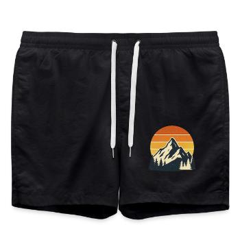 Golden Peaks – Vintage Sunset Escape - Badeshorts - Schwarz - Vorne - AI Model Male 185 light (185cm)
