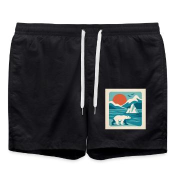 Polar Solitude – Ambiance rétro arctique - Short de bain - noir - Devant - AI Model Male 185 light (185cm)