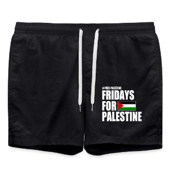 Free palestine fridays for palestine - Swim Trunks - black - Front - AI Model Male 185 light (185cm)