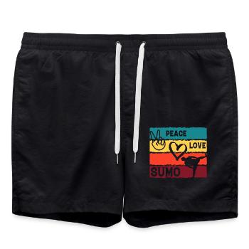 Frieden Liebe Sumo - Badeshorts - Schwarz - Vorne - AI Model Male 185 light (185cm)
