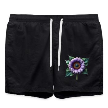 Tournesol violette florale vrille fleur florale - Short de bain - noir - Devant - AI Model Male 185 light (185cm)