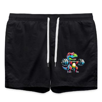 trex dinosaurier hantel hanteln stemmen hantel - Badeshorts - Schwarz - Vorne - AI Model Male 185 light (185cm)