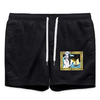 maritim Seemann Seefahrer Mädchen Matrose Schiff - Badeshorts - Schwarz - Vorne - AI Model Male 185 light (185cm)