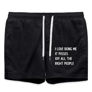 I love being me it pisses off all the right people - Badeshorts - Schwarz - Vorne - AI Model Male 185 light (185cm)