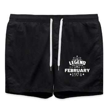 Février 1974 Anniversaire Vintage - Short de bain - noir - Devant - AI Model Male 185 light (185cm)
