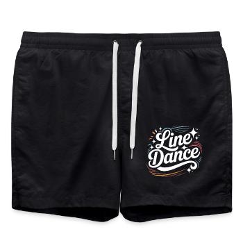 Line Dance mein Hobby - meine Passion - mein Ding - Badeshorts - Schwarz - Vorne - AI Model Male 185 light (185cm)