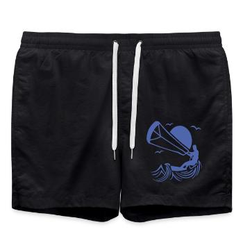 Kitesurfer Silhouette, Kitesurfing Adventure Design - Short de bain - noir - Devant - AI Model Male 185 light (185cm)