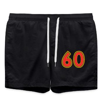 60. 60 ANS. 60e ANNIVERSAIRE. ANNIVERSAIRE 60 ANS. - Short de bain - noir - Devant - AI Model Male 185 light (185cm)