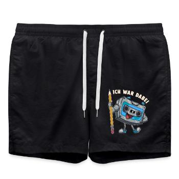 Kassette ich war dabei Bleistift Bandsalat 80er - Badeshorts - Schwarz - Vorne - AI Model Male 185 light (185cm)